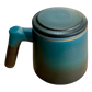 Mug with Wood Handle and Infuser 12 oz, Dark Teal