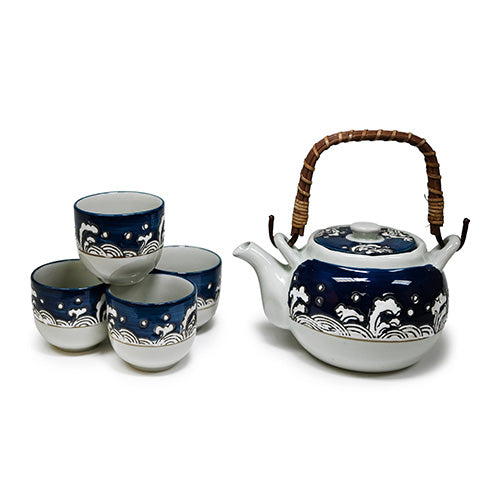 Tea Set "Waves" (24oz tea pot, 5 piece)
